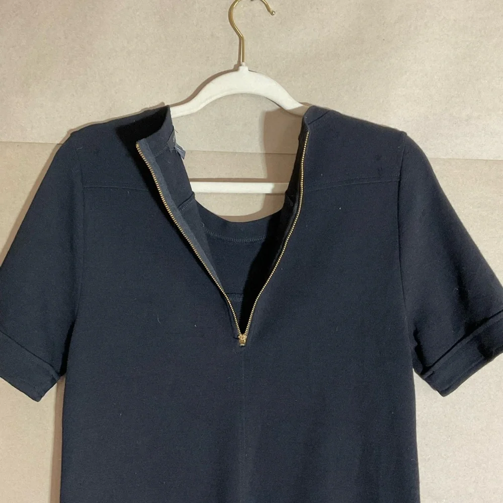 J.Crew Black Dress with Gold Zippers. Wool blend. Size 14